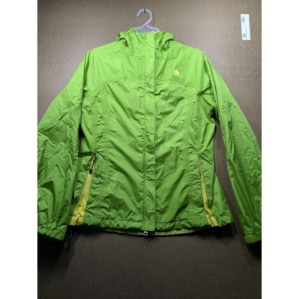Nike ACG Fit Storm Women Lime Green Ripstop Hooded Windbreaker Jacket Small